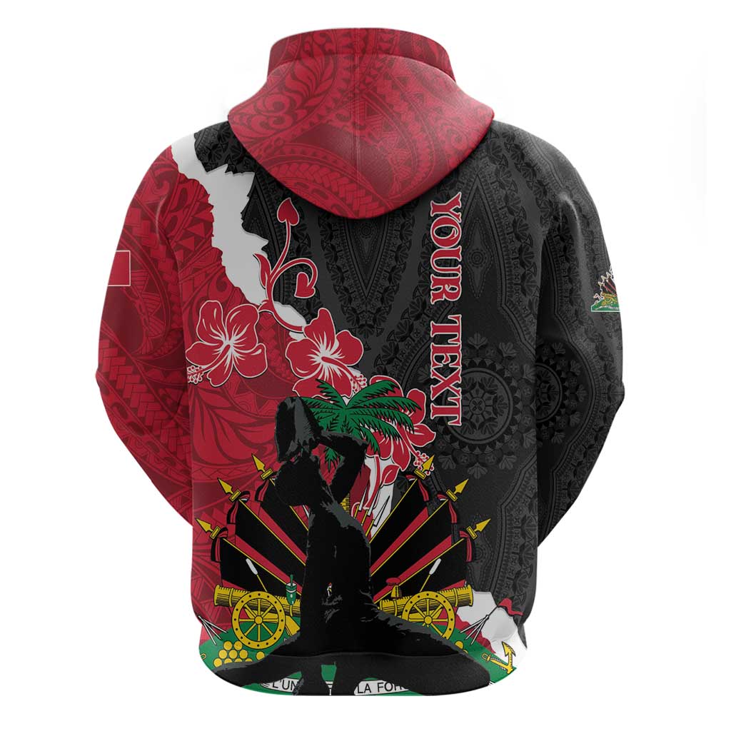 Personalised Afro Ayiti Neg Marron Zip Hoodie Dashiki Mix Polynesian Pattern