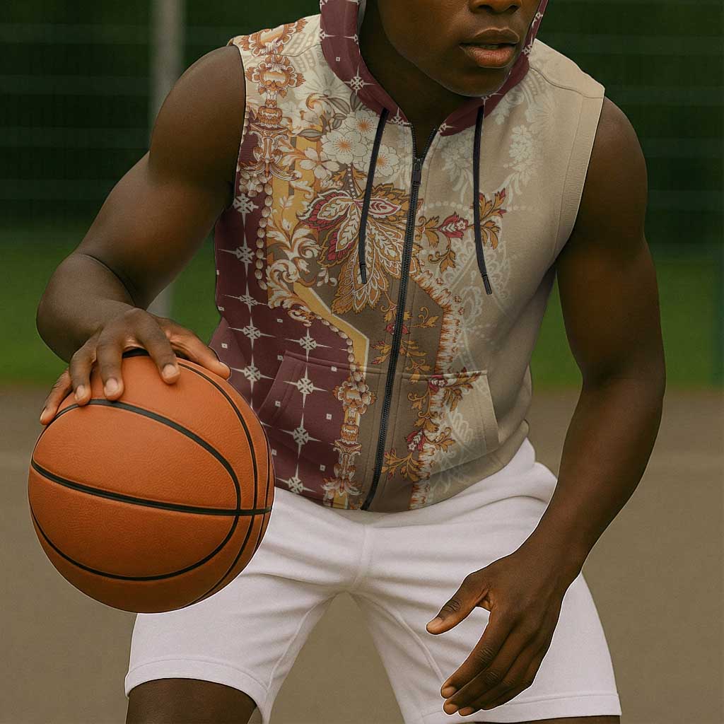 Mughal Empire Motif Unique Sleeveless Zip Hoodie - African Pride