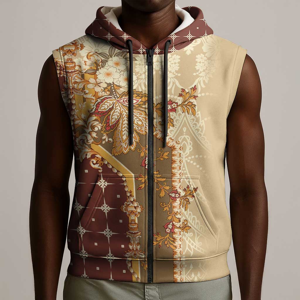 Mughal Empire Motif Unique Sleeveless Zip Hoodie - African Pride