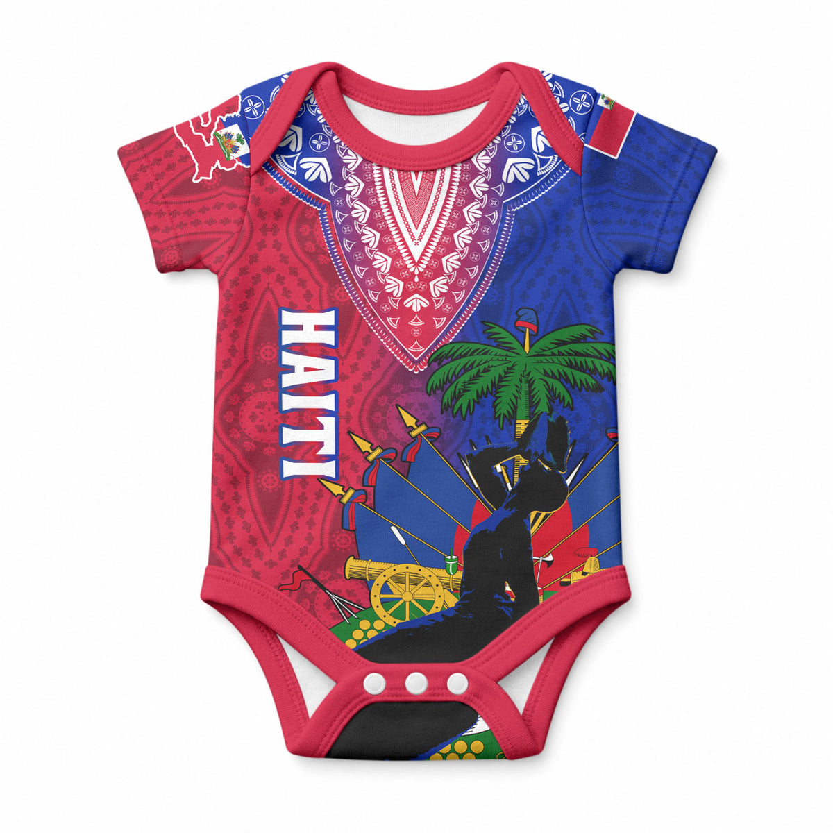 Personalised Haiti Baby Onesie Ayiti Neg Maron With Dashiki Royal