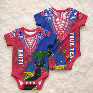 Personalised Haiti Baby Onesie Ayiti Neg Maron With Dashiki Royal