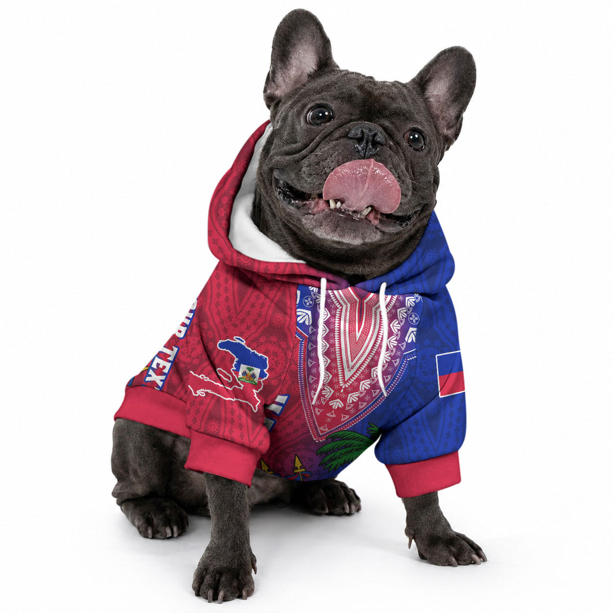 Personalised Haiti Pet Hoodie Ayiti Neg Maron With Dashiki Royal