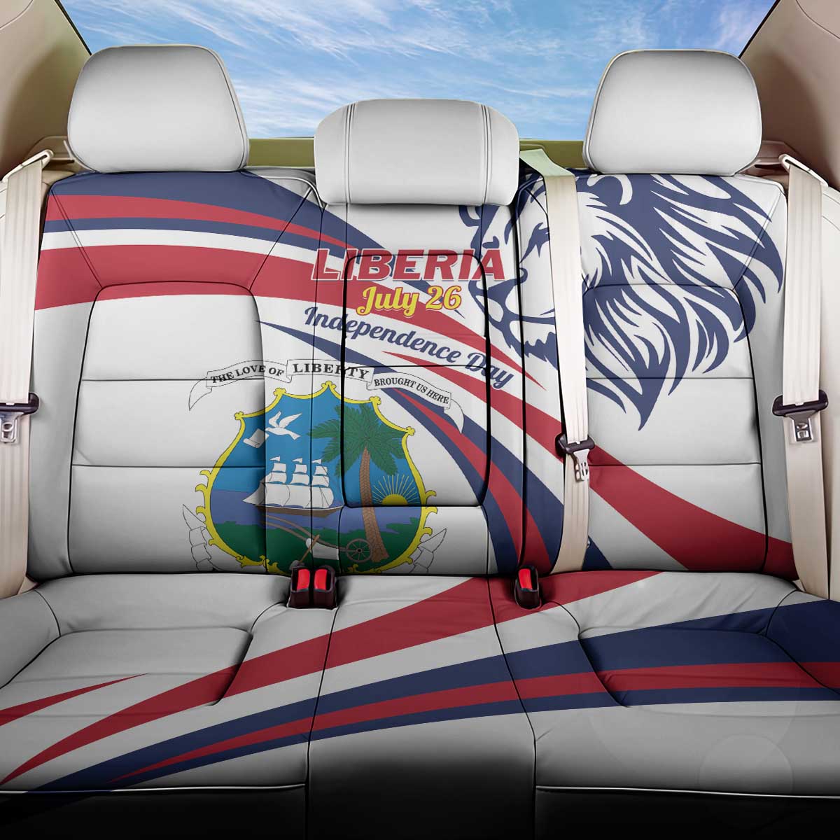 Liberia Independence Day Back Car Seat Cover July 26 Lion Coat of Arms