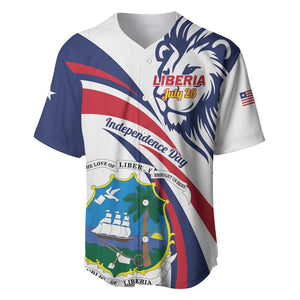 Liberia Independence Day Baseball Jersey July 26 Lion Coat of Arms