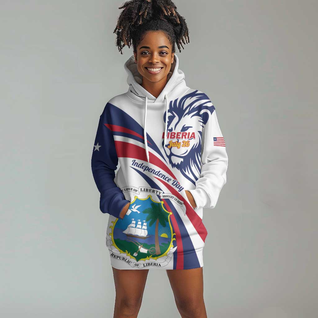 Liberia Independence Day Hoodie Dress July 26 Lion Coat of Arms