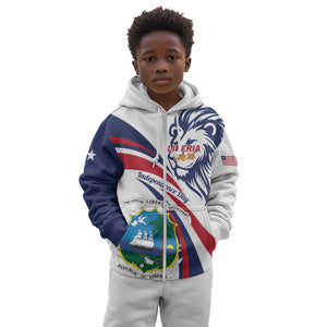 Liberia Independence Day Kid Hoodie July 26 Lion Coat of Arms