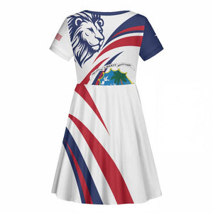 Liberia Independence Day Kid Short Sleeve Dress July 26 Lion Coat of Arms