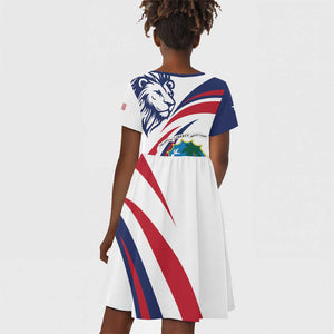 Liberia Independence Day Kid Short Sleeve Dress July 26 Lion Coat of Arms