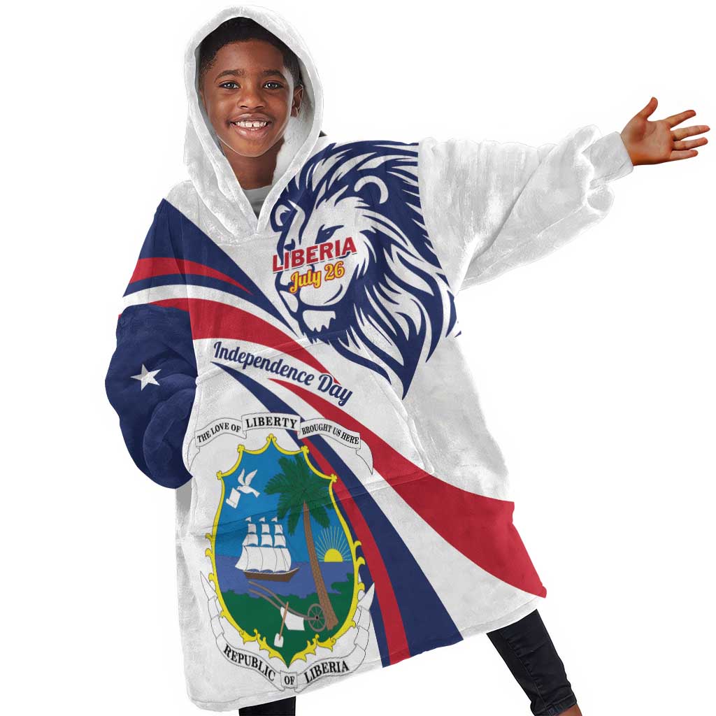 Liberia Independence Day KId Wearable Blanket Hoodie July 26 Lion Coat of Arms