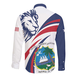 Liberia Independence Day Long Sleeve Button Shirt July 26 Lion Coat of Arms