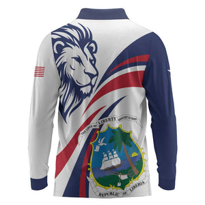 Liberia Independence Day Long Sleeve Polo Shirt July 26 Lion Coat of Arms