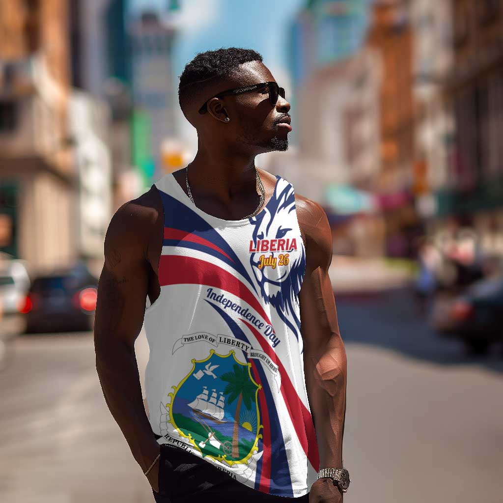 Liberia Independence Day Men Tank Top July 26 Lion Coat of Arms