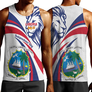 Liberia Independence Day Men Tank Top July 26 Lion Coat of Arms