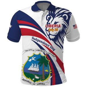 Liberia Independence Day Polo Shirt July 26 Lion Coat of Arms