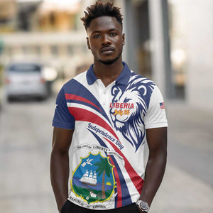 Liberia Independence Day Polo Shirt July 26 Lion Coat of Arms