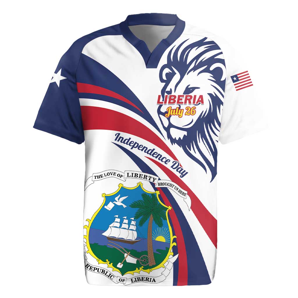 Liberia Independence Day Rugby Jersey July 26 Lion Coat of Arms