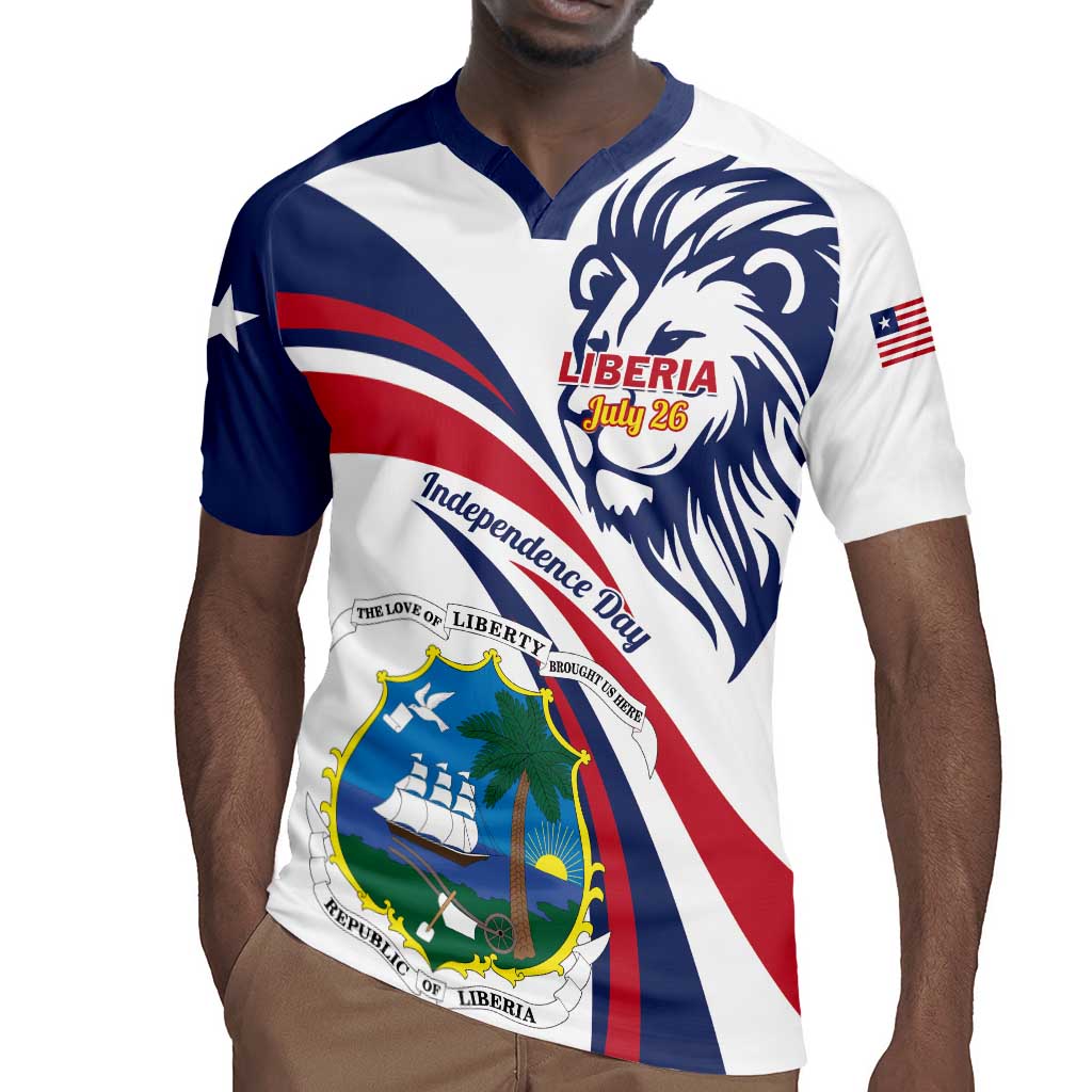 Liberia Independence Day Rugby Jersey July 26 Lion Coat of Arms