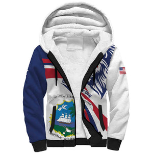 Liberia Independence Day Sherpa Hoodie July 26 Lion Coat of Arms