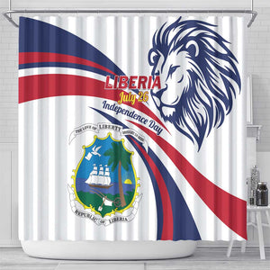 Liberia Independence Day Shower Curtain July 26 Lion Coat of Arms