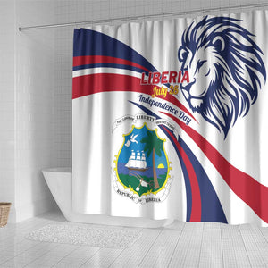 Liberia Independence Day Shower Curtain July 26 Lion Coat of Arms