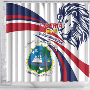 Liberia Independence Day Shower Curtain July 26 Lion Coat of Arms