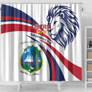 Liberia Independence Day Shower Curtain July 26 Lion Coat of Arms