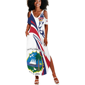 Liberia Independence Day Summer Maxi Dress July 26 Lion Coat of Arms