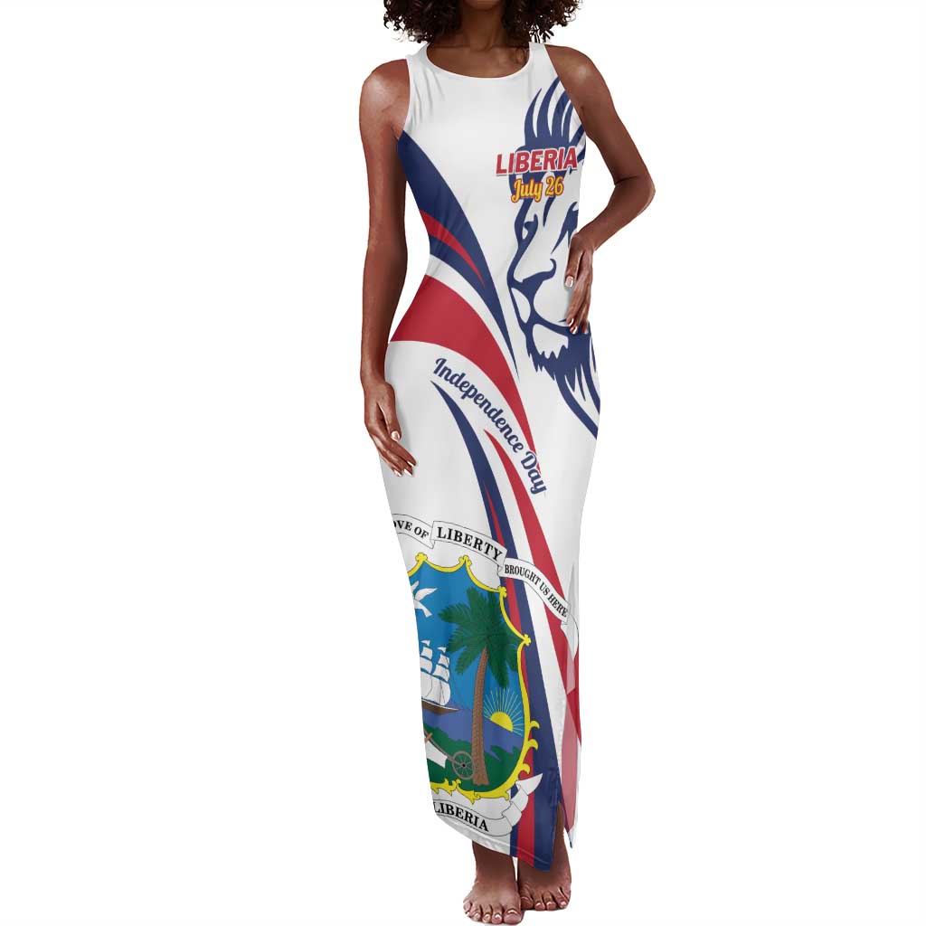 Liberia Independence Day Tank Maxi Dress July 26 Lion Coat of Arms