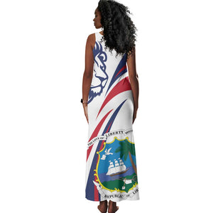 Liberia Independence Day Tank Maxi Dress July 26 Lion Coat of Arms