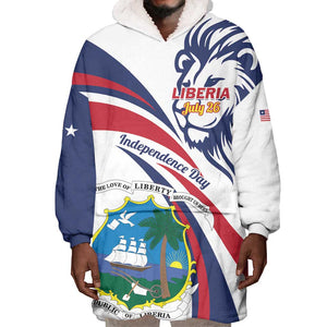 Liberia Independence Day Wearable Blanket Hoodie July 26 Lion Coat of Arms