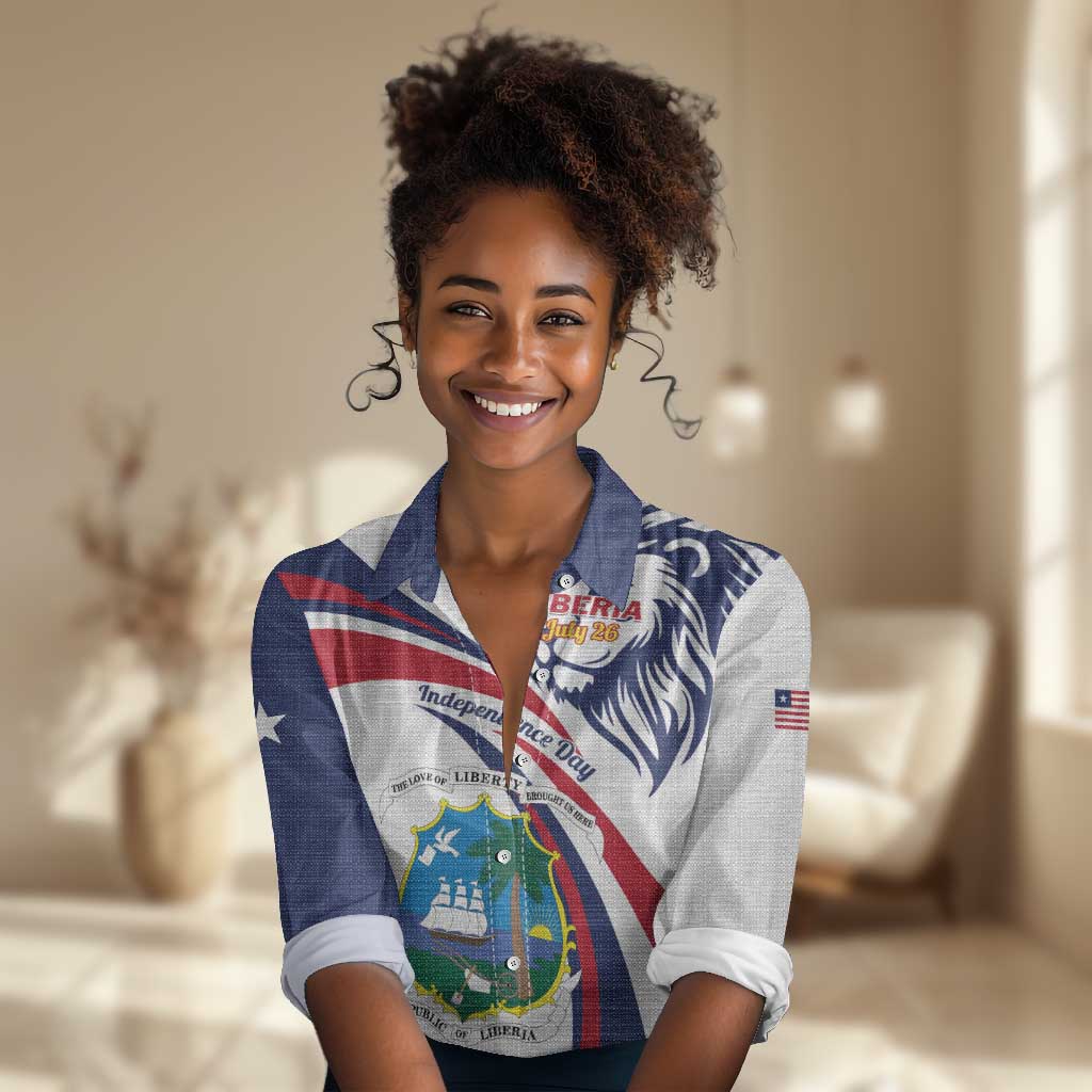 Liberia Independence Day Women Casual Shirt July 26 Lion Coat of Arms LT01