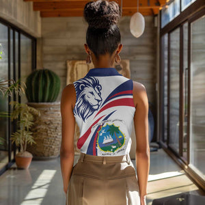 Liberia Independence Day Women Sleeveless Polo Shirt July 26 Lion Coat of Arms