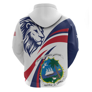 Liberia Independence Day Zip Hoodie July 26 Lion Coat of Arms