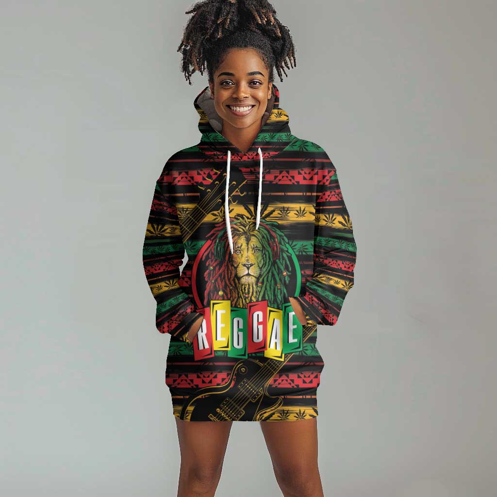 International Reggae Day Hoodie Dress Rastafarian Lion Legend of Reggae