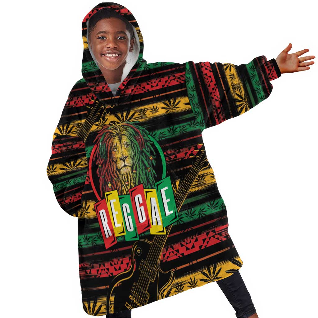 International Reggae Day KId Wearable Blanket Hoodie Rastafarian Lion Legend of Reggae