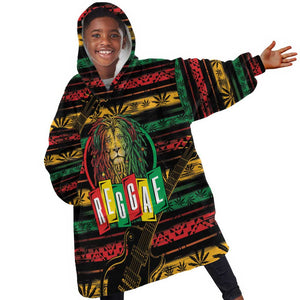 International Reggae Day KId Wearable Blanket Hoodie Rastafarian Lion Legend of Reggae