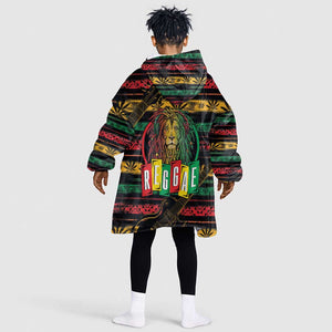 International Reggae Day KId Wearable Blanket Hoodie Rastafarian Lion Legend of Reggae