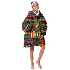 International Reggae Day KId Wearable Blanket Hoodie Rastafarian Lion Legend of Reggae