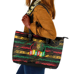 International Reggae Day Leather Tote Bag Rastafarian Lion Legend of Reggae