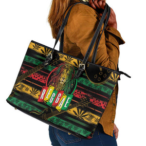 International Reggae Day Leather Tote Bag Rastafarian Lion Legend of Reggae