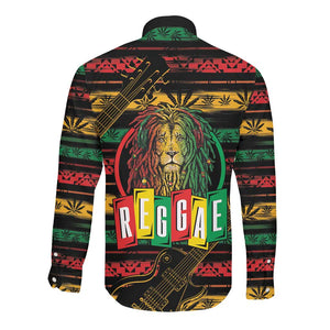 International Reggae Day Long Sleeve Button Shirt Rastafarian Lion Legend of Reggae