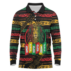 International Reggae Day Long Sleeve Polo Shirt Rastafarian Lion Legend of Reggae