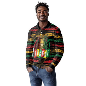 International Reggae Day Long Sleeve Polo Shirt Rastafarian Lion Legend of Reggae