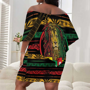 International Reggae Day Off Shoulder Short Dress Rastafarian Lion Legend of Reggae LT01