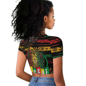 International Reggae Day Raglan Cropped T shirt Rastafarian Lion Legend of Reggae