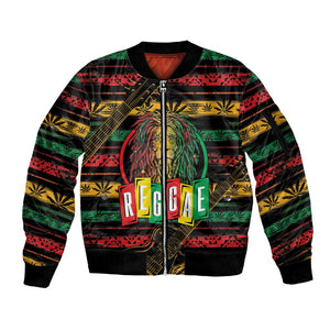 International Reggae Day Sleeve Zip Bomber Jacket Rastafarian Lion Legend of Reggae