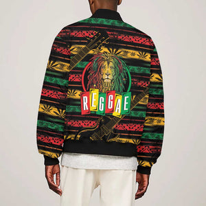 International Reggae Day Sleeve Zip Bomber Jacket Rastafarian Lion Legend of Reggae