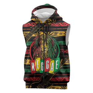 International Reggae Day Sleeveless Zip Hoodie Rastafarian Lion Legend of Reggae - African Pride