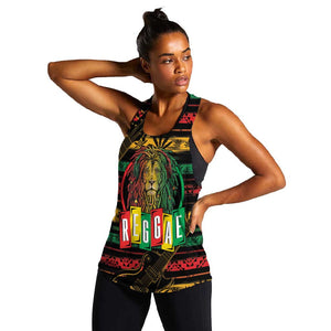 International Reggae Day Women Racerback Tank Rastafarian Lion Legend of Reggae