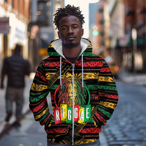 International Reggae Day Zip Hoodie Rastafarian Lion Legend of Reggae